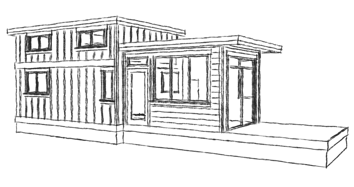 Bellevue Tiny Home Model Exterior Sketch