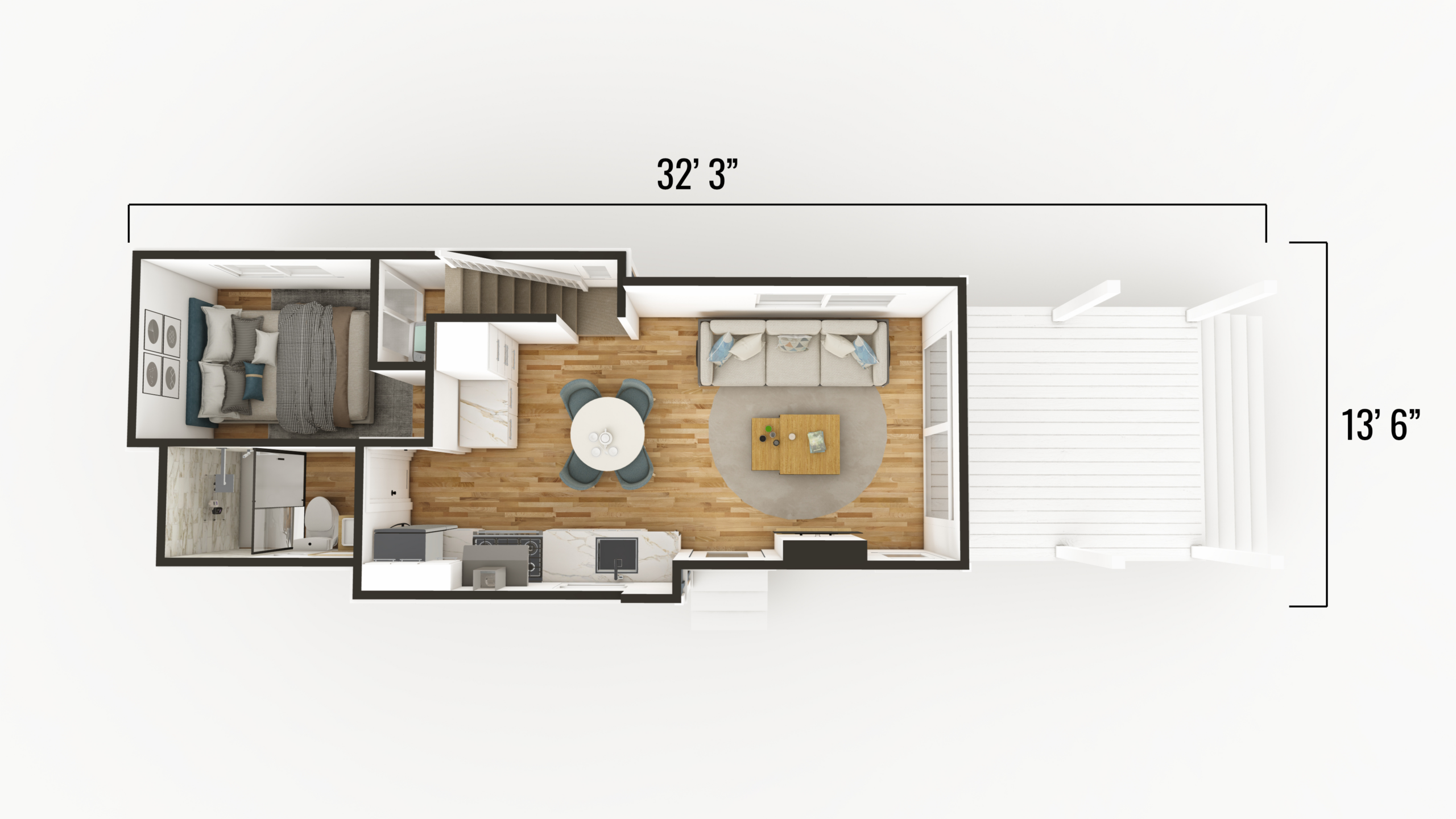 The Bellevue Tiny Home Floor 1